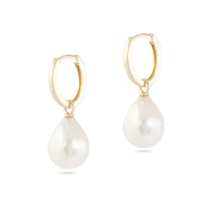 9ct Yellow Gold Baroque Pearl Teardrop Earrings 2