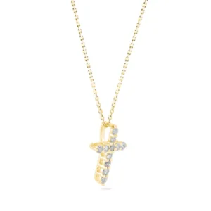 9ct Yellow Gold Diamond Cross Pendant.
