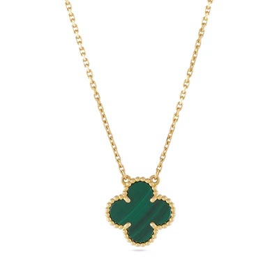 Van Cleef Arpels Vintage Alhambra Green Malachite Necklace