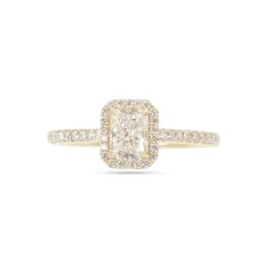 0.74ct Radiant cut Diamond Halo Engagement Ring