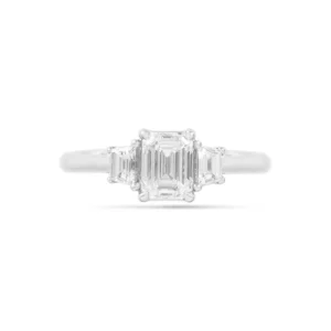 1.01ct Emerald Cut Three Stone Diamond Engagement Ring