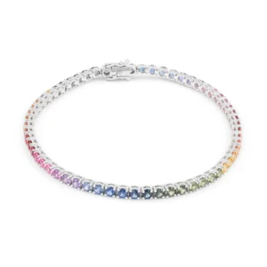 18ct White Gold Rainbow-Sapphire Bracelet