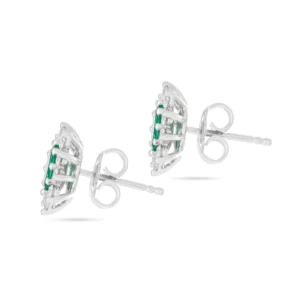18ct WhiteGold Emerald and Diamond  StudEarring