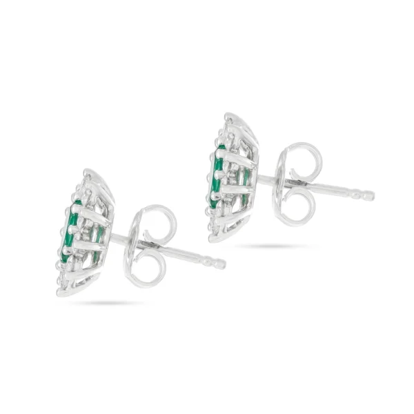 18ct WhiteGold Emerald and Diamond  StudEarring