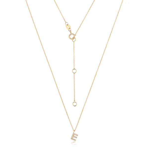 18ct Yellow Gold Diamond Letter EInitial Pendant