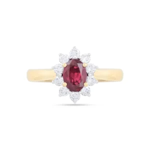 8ct Yellow Gold Rubyand Diamond Cluster Ring