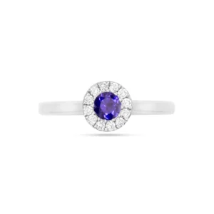 9ct White Gold Amethystand Diamond HaloRing
