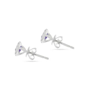 9ct White Gold Amethystand Diamond HaloStud Earrings