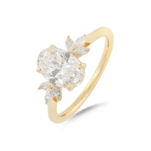 Lab Diamond 1.62ct Oval Cut Yellow Gold Engagement Ring